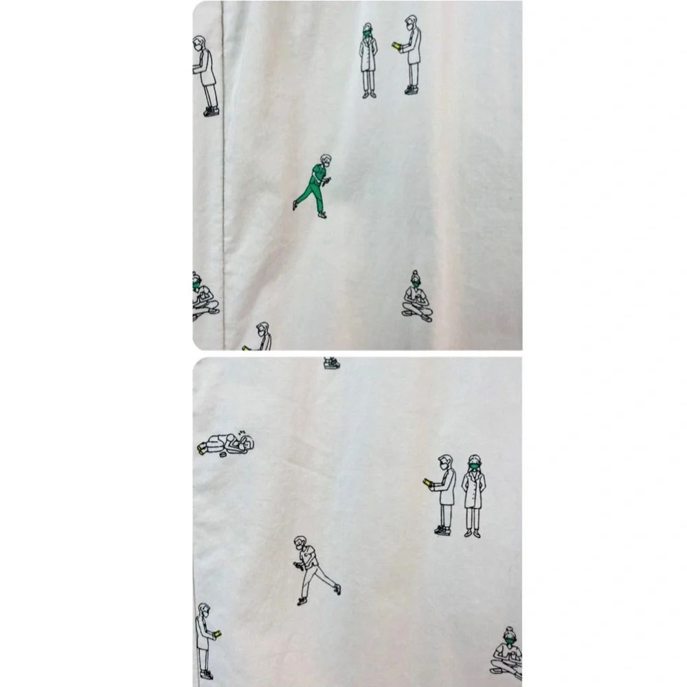 FIGS Men's Gray Loungewear Poplin Pajamas All-Over Print Lounge Pants Size Large